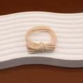 Elastic beige corduroy bow hair tie with a textured vintage style for high ponytails - 【1Pc No Pack】Bowknot Seamless - Beige