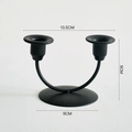 Modern matte black U-shaped iron candle holder with dimensions 13.5cm x 9cm for decor - U-shaped 2-head Short Flat Top / Black