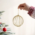 Pallina di Natale in ferro dorato con glitter e cordino per decorazioni festive eleganti - 10cm Palla di Natale d'Oro