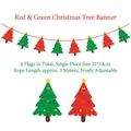 Red and green Christmas tree paper bunting with 8 pieces and a 3-meter hanging rope - Red & Green Christmas Tree Banner
