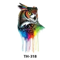 Colorful owl waterproof temporary tattoo sticker TH-318 with watercolor artistic design - Th-318 / 210*148mm