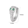 Silver snake-head hoop earring with micro-paved white zircons and green gem eyes - #24 Pave Snake Head Style