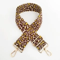 Adjustable leopard print wide canvas shoulder strap with golden metal swivel hooks - Gold Buckle / No.5 Beige Coffee Yellow