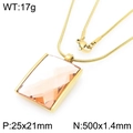 Gold snake chain necklace featuring a rectangular champagne crystal pendant - 25*21mm Gold/Champagne