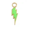 Neon green lightning bolt pendant with gold finish and vibrant enamel detail - Enamel Lightning-Green
