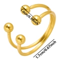 Detailed view of adjustable golden ring showing dimensions of 1.0cm gap and 1.7cm diameter - J693-G / Gold