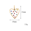 Dettaglio pendente a cuore colorato con misure 15mm per 21mm e peso del prodotto - Colorato