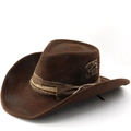 Chapeau en feutre de laine vintage avec bord large et ruban décoratif rustique - Style Marron Foncé Distressed Avec Épingle (01)