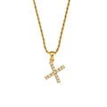 Golden twist rope chain necklace with a zircon-inlaid letter X pendant - Letter X