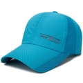 Breathable bright blue quick-dry baseball cap with laser-cut holes and mesh panels - Lake Blue