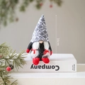 Poupée gnome de Noël 16cm avec bonnet en tricot argyle gris et corps noir décoratif - Style K (Corps Noir Bonnet à Carreaux Gris 16cm)