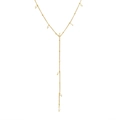Elegante gouden Y-vormige ketting met delicate parels en minimalistisch lang ontwerp - Goud