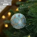 Blue Christmas foam ball with gold sequins, 8cm diameter festive tree hanging ornament - Blue Large Grid Ball