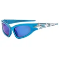 Futuristic cyberpunk sunglasses in metallic blue frame with silver spiked arm detail - Blue Frame Blue Mirror Lens