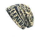 Berretto beige con stampa di giornale retrò per un look fashion street hip-hop - M(56-58cm) / Blu navy