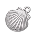 Silver shell-shaped stainless steel pendant charm with textured surface for DIY jewelry - Steel 529# Textured Shell / 15*18mm