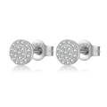 Minimalist S925 sterling silver stud earrings with sparkling pave-set cubic zirconia stones - Round / Silver