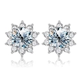 Sparkling S925 sterling silver sunflower stud earrings with bright moissanite stones - 0.5ct (Moissanite)