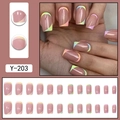 Short square press-on nails with colorful pastel gradient French tips in 24-piece set - Colorful Macaron French Style (Y-203) / Glue Type