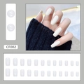 Creamy white press-on nail kit featuring 24 long square glossy finish artificial nails - White Square Style (CF002)