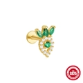 S925 sterling silver pineapple earring with green zircon and sparkling white crystals - Gold #11 (Pineapple Shape)