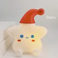 Star-shaped night light with red sleeping cap and cute facial expression - Little Red Riding Hood Santa