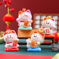 Set di quattro gatti portafortuna in ceramica colorata con caratteri di benedizione - A150 Set di 4 gatti portafortuna