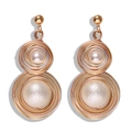 Detail view of Bohemian gold wire-wrapped earrings with elegant pearls and spiral design - Double Pearls