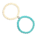 Detalle del cierre magnético que une las pulseras de pareja de piedra natural - Estilo Magnético Veteado Azul Crema Marrón (款式-04)