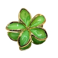 Translucent lime green flower hair claw clip with elegant gold trim edges - Gold Rim Plumeria [Green]