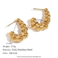 18K gold plated 316L stainless steel spherical J-shaped hoop earrings for women - Hollow Curved Bead Earrings - Gold