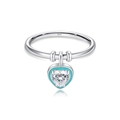 S925 Sterlingsilber Ring mit mintgrünem Herzanhänger und Zirkonia-Verzierung - US Größe 5 / 925 Sterlingsilber