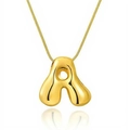 3D bubble letter pendant necklace with 18k gold plating and polished finish - Silver Box Chain / A-Silver