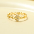 Minimalist S925 silver ring with hollow S-letter and diamonds in gold finish - Gold-Letter S