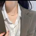 Elegant gold snake chain necklace made of durable stainless steel shown on model - Snake Chain (3mm) / Gold