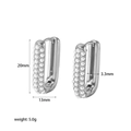 Dettaglio degli orecchini rettangolari in argento con perle bianche e misure - Stile Argento Tre File di Perle (TE6372-PL-S)
