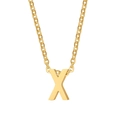 Minimalist golden titanium steel necklace featuring a polished capital letter X pendant - Letter X / Gold