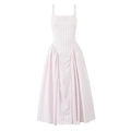 Détail de la robe à carreaux rose et blanc avec taille cintrée et plis latéraux - S / Rose