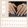 Classic French tip press-on nails set with nude pink base and white tips, 24 pieces pack - W249 Simple French