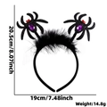Cerchietto con ragni neri per Halloween con gemme viola e piume per decorazione - Ragno Glitterato