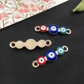 Golden Evil Eye connector charms with colorful enamel eyes for DIY jewelry making - KC Gold - Three-Color Evil Eye Connector - 25x7mm