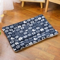 Thick warm dark blue flannel pet mat with cute white cat prints for dogs and cats - 32*25cm (Within 1.5kg) / Navy Cat Head Mat