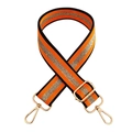 Detail of adjustable orange and gold striped nylon strap with gold metal lobster clasps - Bright Orange