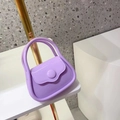 Mini macaron purple jelly handbag with top handle and sleek circular clasp detail - Light Purple