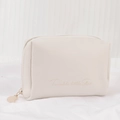 Mini cream PU jewelry pouch with Twinkle Little Star text and golden moon zipper - Moon Pendant Style / Classic White
