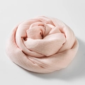 Pink cotton linen blend scarf rolled up in a neat circle on a clean white background - Light Pink