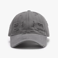 Casquette de baseball grise en coton vieilli avec détails usés et visière courbée - Réglable / gris foncé