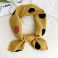 Yellow cotton linen headband with large black and red polka dots and knotted detail - Ginger Yellow Dot