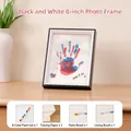 DIY black and white handprint photo frame kit with 8 colors of paint for couples - Black Wood Grain A4 Frame Set / A4 (21x29.7cm)