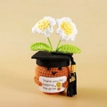 Handmade crochet flower pot doll with 2025 graduation cap and thank you card ornament - Graduation Cap Double-head Daisy 2